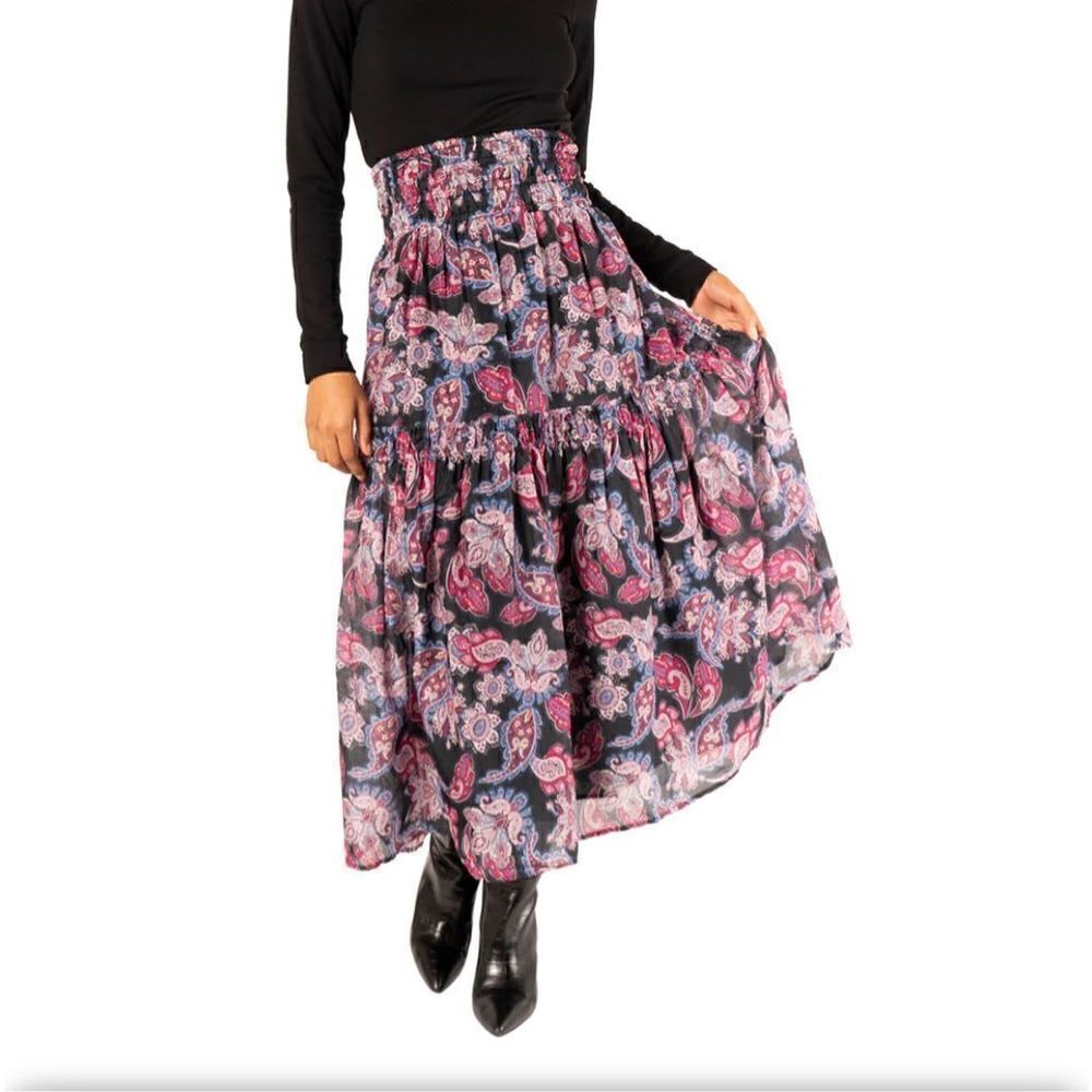 Magali Pascal Patricia Maxi A-line Skirt in Pristine Paisley Tiered Women’s Sz S